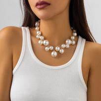 Exaggerated Acrylic CCB Big Ball Bead Chain Necklace for Women Wed Vintage Chunky Clavicle Choker Grunge Jewelry Steampunk Men black
