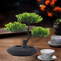 Artificial Plants Greenery Bonsai Decor Small Fake Planter Indoor Faux Plant for Desk black
