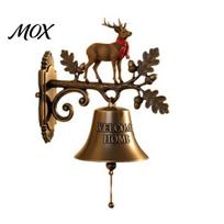 Resin Metal Hanging Bell Christmas Theme Welcome Doorbell, Vintage Door Bell, Decorative Indoor Living Room Decor Wall Mount for Garden Patio C black