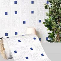 70cm*1m 3D Stereo Wall Stickers Self-adhesive Ceiling Decorative Stickers Living Room Bedroom TV Background Waterproof Wallpaper 1pcs-70cmX1m mėlyna