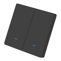 Wi-Fi Smart Switch Light Switch Push Button Voice Control, Remote Control, Touch Control Compatible with Alexa Assistant 2-Gang black