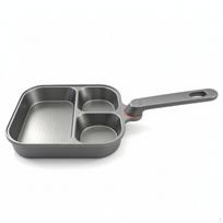 Nelipni keptuvė su nuimama rankena 3 skyrių pusryčių keptuvė Taupanti keptuvė Titanium Gold 3-hole gray
