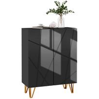 Narrow Shoe Storage Cabinet with Soft-Close Hinges and Adjustable Shelves for 15-20 Pairs of Shoes, Black 72 x 31.5 x 95 cm