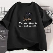 I'm Starting To Feel TShirt Stardew Valley Sleepy Cat Print T Shirt Gamer Lover Short Sleeve Clothing 3XL black