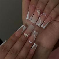 24Pcs Pink Leopard Print Press On Nails With Bow Square French Tip Medium Long Full Cover False Nails Manicure brown
