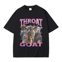 Funny Throat Goat Graphic Print T-and kids tshirt Male Fashion Oversized Streetwear Men Women Casual High Quality Pure Cotton Short Sleeve 110 gray