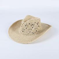Hollow Big Brim Jazz Hat British Retro Cowboy Straw Hat Summer Vacation Beach Hats 56-58cm beige