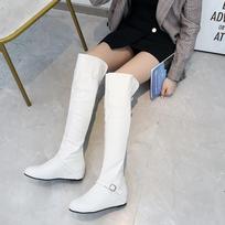 Big size 43 Over-knee Boots Increase Heel Wedges Sweet Thin Leg Long Boots Women White Black  Boot Shoes 35 white