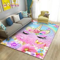 3D Animacinis Mielas Vienaragis Kilimas, Kilimas Svetainei Miegamajam Sofai Prie Durų Virtuvei, Vaikų Žaidimų Neslystantis Grindų Kilimėlis 40x60cm gray