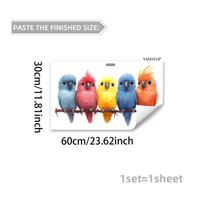 Colorful Birds on Branch Creative Wall Stickers, Self-Adhesive Decor for Bedroom Living Room Background Decoration 30x60cm įvairiaspalvis
