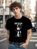 Bob Dylan Monsters Print Extra Large Black Cotton All-Season T-shirt XL gray