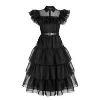 Wednesday Addams Cosplay Dress For Kids 110/120/130/140/150cm Party Outfit 130cm black