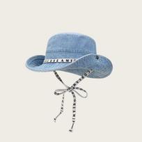 With Tie Belt Jeans Fisherman Hat Big Brimmed Sunscreen Hat Casual Denim Bucket Hat  Climbing šviesiai mėlyna spalva