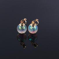 New Arrival Fashion Unique Big Resin Bead Wtih Colorful Sequins Clip on Earrings Temperament Women Without Puncture Jewelry balta