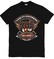 Harley-Davidson įkvėptas grafinis unisex marškinėlis su erelio ir kaukolės grafika S-3XL L gray
