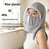 Women's Anti-Oil Fume Kitchen Stir-fry Face Shield with High-Definition Anti-Fog and Windproof Protection White Single-Layer Face Shield Hat gray