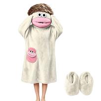 Adult Funny Big Mouth Pajamas with Slippers for Wear L smėlis