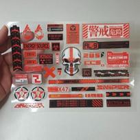 Cyberpunk Mechanical Warning Moto Sticker Diy Skull QR Code Label Vinyl Decal Off Road Car Decoration Luggage Box Helmet Sticker geltona