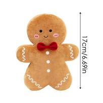 New Year Christmas Cute Gingerbread Man Stuffed Toy Stuffed Doll Comfort Doll Cookie Man Throw Pillow Home Decoration Gift brown