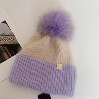 Rabbit Fur Knitted Hat Women's Winter Warm Hairball Wool Hat Ear Protection Hat Winter Hats for Women, Beanies for Women, Hats for Women Winter ONE SIZE gray