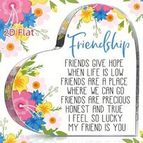 2D Flat, Gift for Friend Friendship Gifts for Women Friend Friendship Birthday Gifts for Women Cheer Up Gift Acrylic Heart Keepsake And Paperweight fo 10x10cm gray