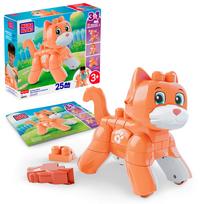 Žaislinių kaladėlių rinkinys Mattel Mega Bloks Rolling Kitten JMK86, 25 vnt., oranžinė sp.