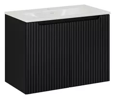 Pakabinama vonios spintelė su praustuvu Nova Black, 80 cm, juoda