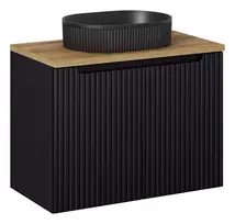 Pakabinama vonios spintelė su stalviršiu ir praustuvu Nova Black, 80 cm, juoda