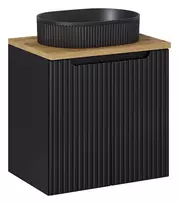 Pakabinama vonios spintelė su stalviršiu ir praustuvu Nova Black, 60 cm, juoda