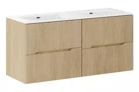 Pakabinamų vonios spintelių komplektas Nordic Cremona, 120 cm, smėlinė