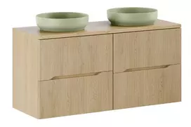 Pakabinamų vonios spintelių komplektas Nordic Cremona, 120 cm, smėlinė