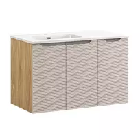 Pakabinamų vonios spintelių komplektas Ocean Beige, 90 cm, smėlinė
