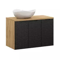 Pakabinamų vonios spintelių komplektas Luxor Black, 90 cm, juoda