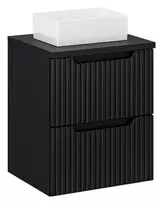 Pakabinama vonios spintelė su stalviršiu ir praustuvu Nova Black, 50 cm, juoda
