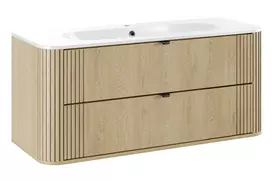 Pakabinama vonios spintelė su praustuvu Ovalia Cremona, 120 cm, smėlinė