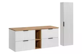 Pakabinamų vonios baldų komplektas Adel White, 140 cm, balta