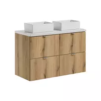 Pakabinamų vonios spintelių komplektas Nova Oak, 100 cm, smėlinė
