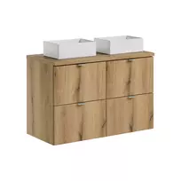 Pakabinamų vonios spintelių komplektas Nova Oak, 100 cm, smėlinė
