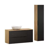 Pakabinamų vonios spintelių komplektas Nova Oak, 100 cm, juoda