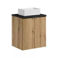 Pakabinama vonios spintelė su stalviršiu ir praustuvu Nova Oak, 50 cm, smėlinė