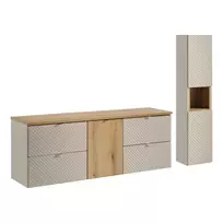 Pakabinamų vonios baldų komplektas Viva Cashmere, 160 cm, smėlinė