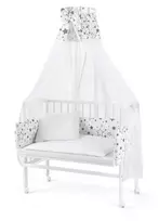 Pristatoma kūdikio lovytė su užvalkalu ir baldakimu, 2001-SMIX-W, balta