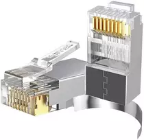UNITEK Pass-Through RJ45 Cat.7 Jungtis 50 vnt., Ekranuota, Auksuota, Skaidri | ITwork.lt
