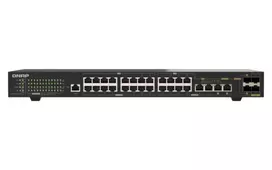 QNAP QSW-M2130P-2C2S26T 26 prievadų 2.5GbE PoE++ valdomas Layer 2 stelažinis komutatorius su 2x 10GbE SFP+ ir 2x 10GbE kombinuotais prievadais, 370W PoE biudžetas