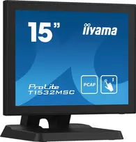 Iiyama ProLite T1532MSC-B5X 15 colių projekcinės talpos jutiklinis LED monitorius - 1024x768 XGA, 10 taškų, HDMI, DVI, VGA, USB, IP54 priekis, 7H, garsiakalbiai