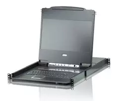 ATEN CL6708MW 19 colių Full HD DVI-D 8 prievadų stelažinis LCD KVM konsolė, 1U, juoda