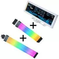 Lian Li Visual Upgrade Kit Strimer Wireless 24-pin RGB pagrindinės plokštės kabelis, valdiklis + 12V-2x6 GPU kabelis Wide ir 8.8 universalus ekranas - baltas
