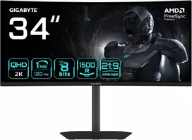 Monitorius Gigabyte GS34WQCA 34 colių lenktas VA ekranas, UWQHD, 144Hz, 1ms MPRT, FreeSync Premium, HDR Ready (atnaujinta prekė)