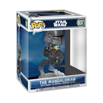 FUNKO  POP! Rides DLX: Star Wars: Mandalorian & Grogu - The Mandalorian w/Grogu in Imperial Remnant AT-RT