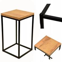 Gramix metalinis gėlių stovas 40 cm, staliukas su ąžuolo spalvos stalviršiu, juodas